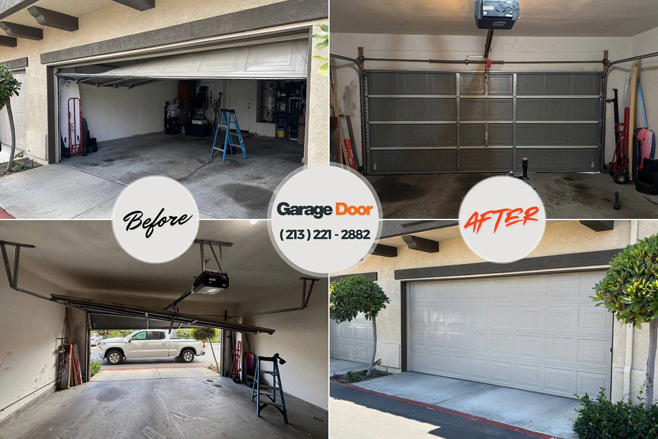 Before and after: garage door repair Prairie Grove, AR